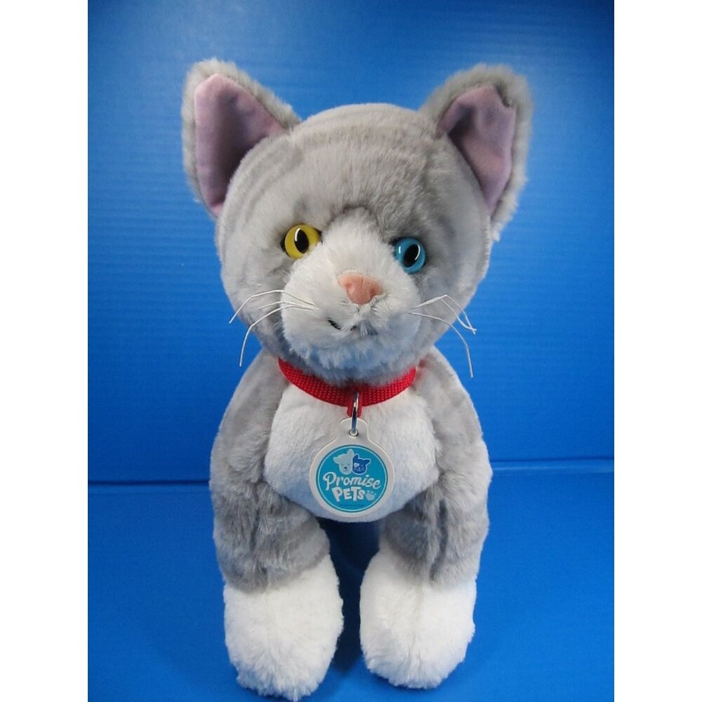 Build-A-Bear Workshop Promise Pets Grey & White Cat Plush Heterochromia Eyes